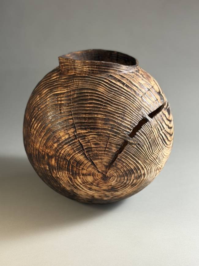 ▲ 불이 지난 시간, 소나무, 43x43x43cm