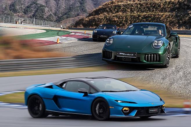 포르쉐 911 터보 S(위)와 람보르기니 테메라리오