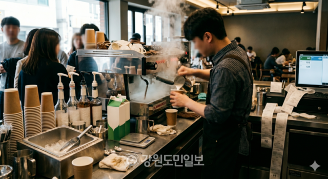 ▲ 많은 주문을 처리하고 있는 아르바이트생의 모습. 제미나이 제작