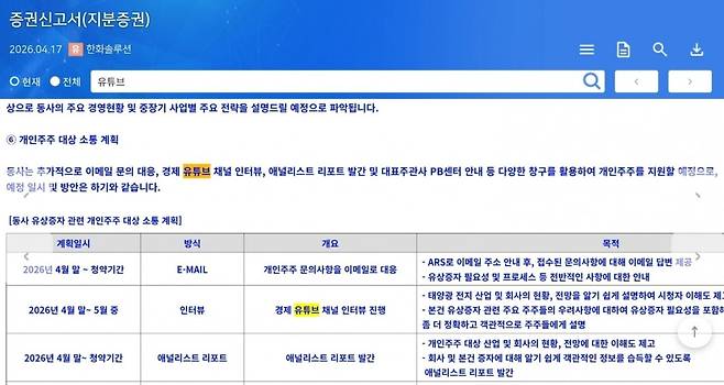 한화솔루션 유상증자 계획 정정 증권신고서. 자료=금융감독원 전자공시