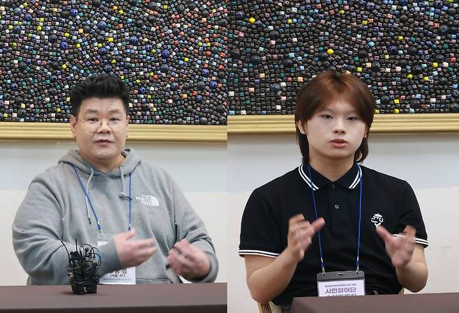 숙의토론회에 참여한 김웅겸(45세·왼쪽) 씨와 김하준(18세)군 [성평등가족부 제공. 재판매 및 DB 금지]