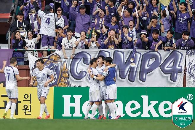 득점한 뒤 포효하는 안양 최건주 [한국프로축구연맹 제공. 재판매 및 DB 금지]