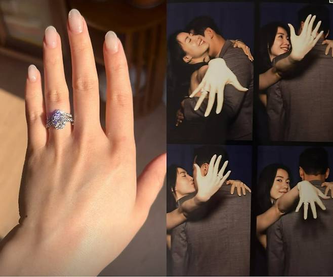 그룹 티아라 출신 배우 류화영이 프로포즈 받지를 받은 후 미소를 짓고 있다. / 사진=류화영 SNS