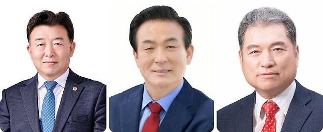 오는 6월 3일 실시되는 전국동시지방선거를 앞두고 충남 논산시의 대진표가 최종 완성됐다.사진 왼쪽부터 더불어민주당 오인환·국민의힘 백성현·이창원 개혁신당 예비후보.(사진=장병일 기자)
