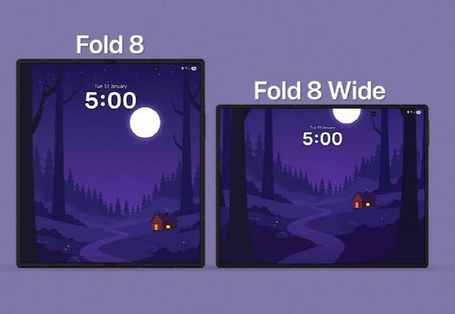 삼성 갤럭시 Z 폴드8과 와이드 폴드 모델 펼쳤을 때 예상도 (사진=존오브테크)