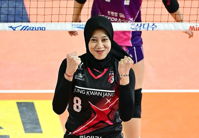 아시아쿼터 영입전 초미의 관심 대상인 인도네시아 국가대표 출신 메가. 사진 KOVO