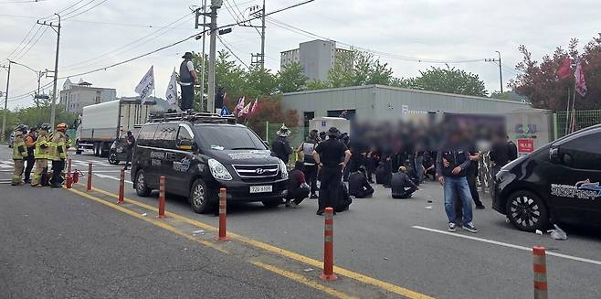 진주 화물연대 집회 사고 현장 /연합뉴스
