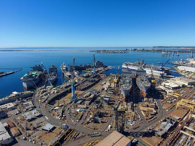 미국 캘리포니아 샌디에이고에 위치한 NASSCO 조선소 전경. [사진=삼성중공업]