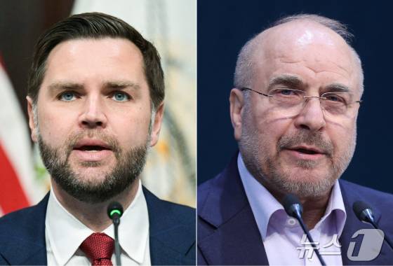 1차 종전 협상을 이끌었던 JD 밴스 미국 부통령(왼쪽)과 모하마드 바게르 갈리바프 이란 국회의장. ⓒ AFP, 로이터=뉴스1