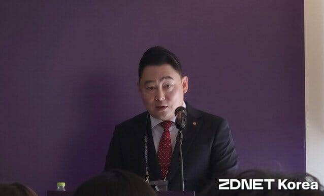 조용기 한화푸드테크 대표가 21일 열린 기자간담회에서 말하고 있다. (사진=지디넷코리아)