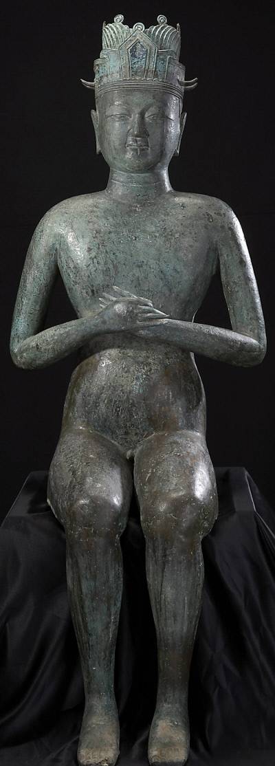 1992년 북한의 개성 현릉(왕건릉) 옆에서 발굴된 왕건상. 국립중앙박물관 제공