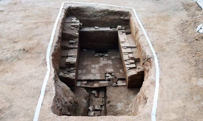 4세기 말 이전 제작된 것으로 추정되는 공주 교촌리 벽돌무덤.&nbsp;국가유산청 제공