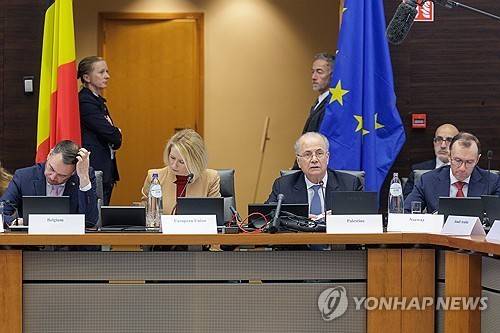 20일 브뤼셀에서 열린 '두 국가 해법을 위한 국제연합' 회의 [EPA 연합뉴스 자료사진. 재판매 및 DB 금지]