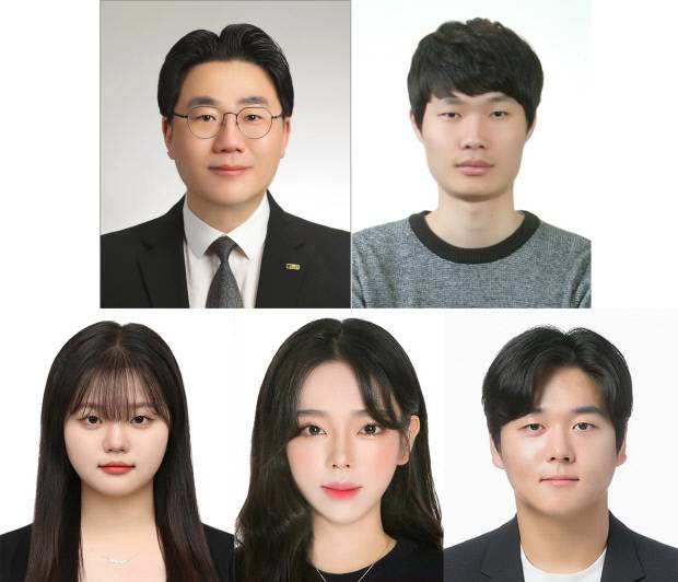 (좌측상단부터 시계방향)김우석 교수, 김승기·윤현서·강수연·조향기 연구생. 금오공대 제공