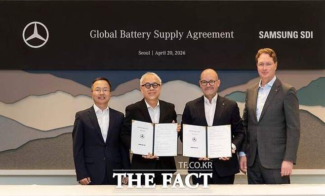 삼성SDI가 메르세데스-벤츠와의 차세대 전기차 배터리 공급 계약 소식에 급등하며 52주 신고가를 경신했다. 글로벌 완성차와의 협력 확대 기대가 반영되며 투자심리가 크게 개선된 모습이다. /삼성SDI