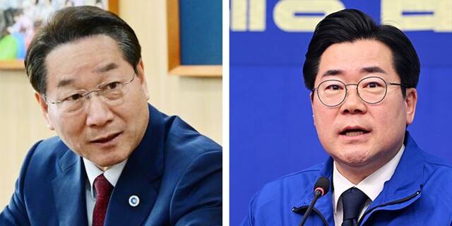 국민의힘 소속 유정복 인천시장과 박찬대 더불어민주당 의원이 6월 3일 치러지는 제9회 전국동시지방선거 인천시장 선거에서 격돌을 예고했다. /더팩트 DB