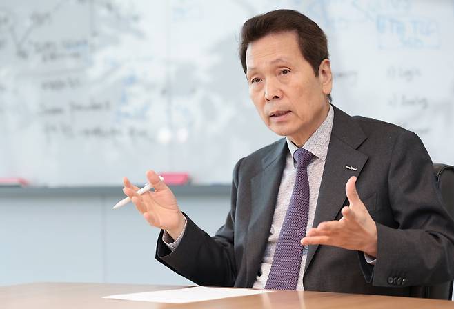 배재규 한국투자운용 사장이 20일 서울 여의도 사무실에서 ETF 투자와 혁신 등과 관련 본지와 인터뷰를 하고 있다. /남강호 기자