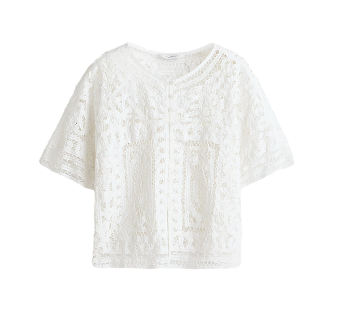 오버사이즈 크로셰 룩 블라우스