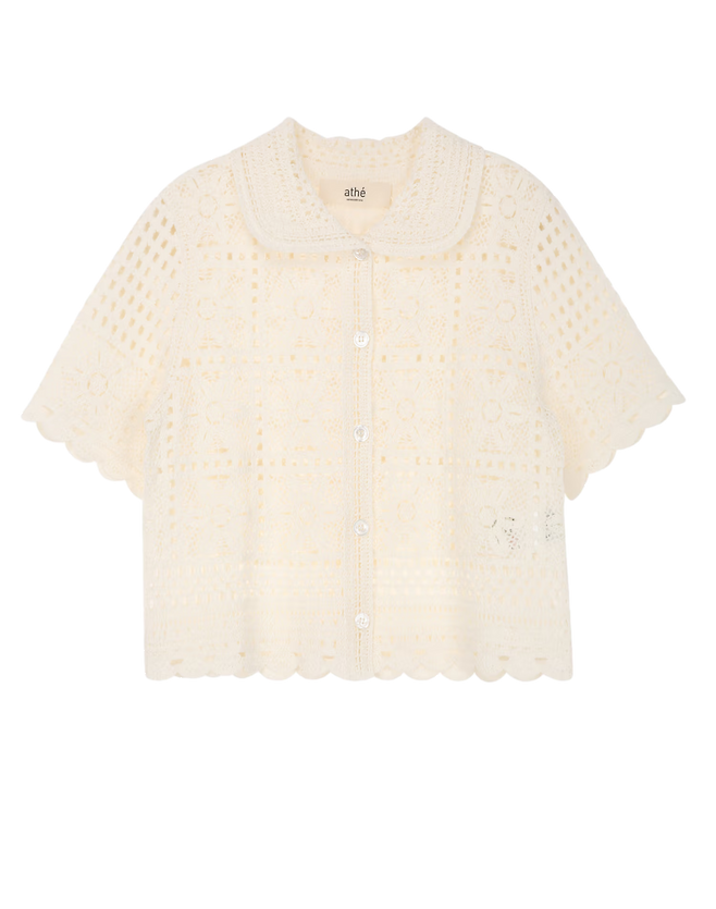 아이보리 크로셰 카라 가디건