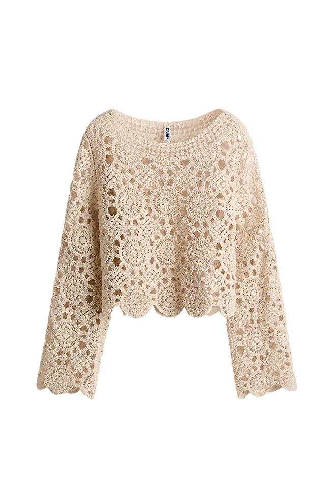 크로셰 룩 홀 니트 탑