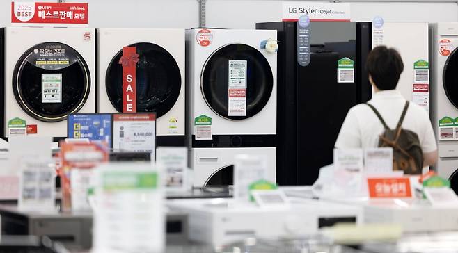 서울 시내의 한 대형 가전매장에 냉장고와 세탁기 등이 진열돼 있다. 사진=뉴스1
