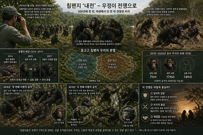 침팬지 내전 경과를 나타낸 AI 이미지. [챗GPT]