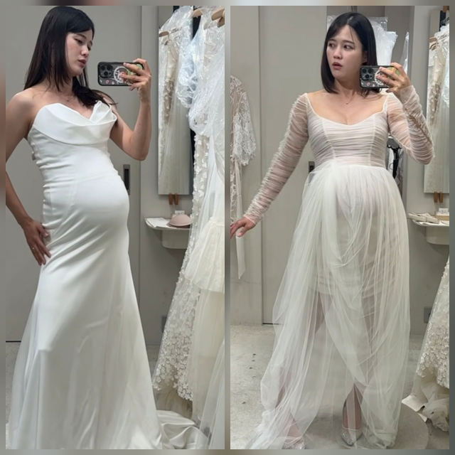 만삭의 몸으로 찾은 드레스룸, 분위기는 결혼식을 앞둔 신부와 다르지 않았다.사진=남보라 SNS