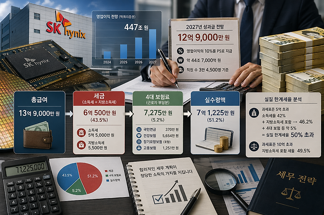 반도체사 임직원들이 실제 받게 될 성과급을 묘사한 AI 이미지.