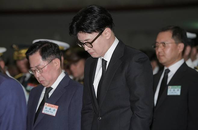 지난해 6월29일 경기도 평택시 해군 2함대사령부 충무동산에서 열린 '제2연평해전 승전 23주년 기념식'에 참석한 한동훈 국민의힘 전 대표의 모습 ⓒ연합뉴스
