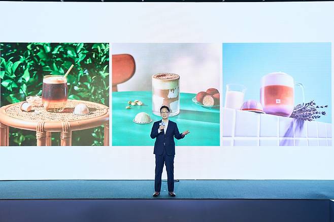 네스프레소 '버츄오 미디어 데이'에서 발표하고 있는 박성용 네스프레소 코리아 대표./네스프레소 코리아 제공