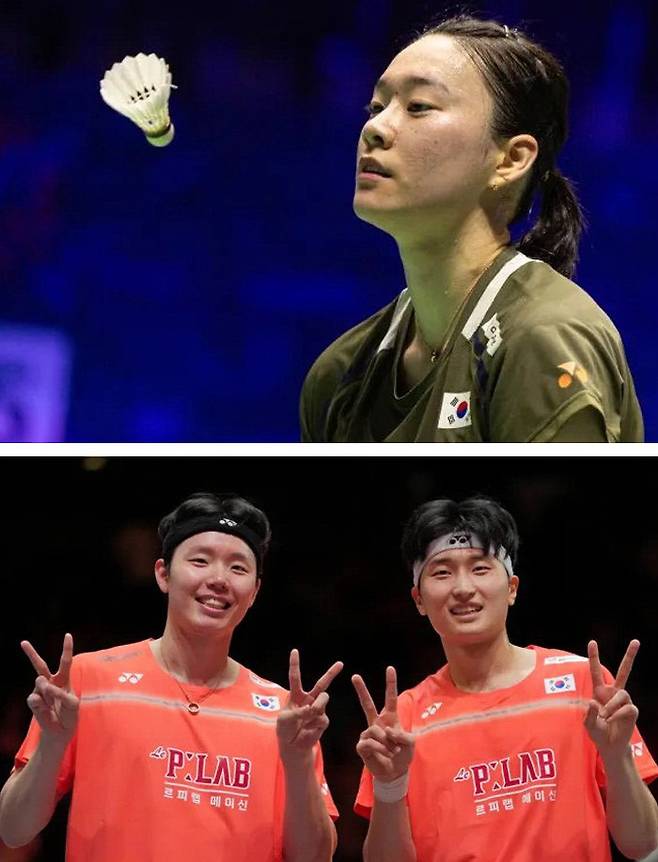 김가은, 서승재, 김원호(왼쪽부터). EPA·AP연합뉴스