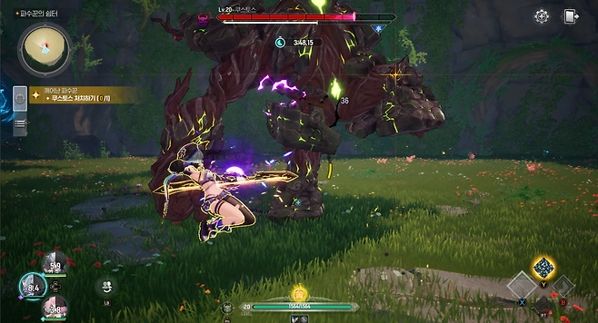 몬스터에 노란색 마커는 태그 혹은 회피로 대처할 수 있는 공격을 준비하고 있다는 걸 보여주는 표시다.