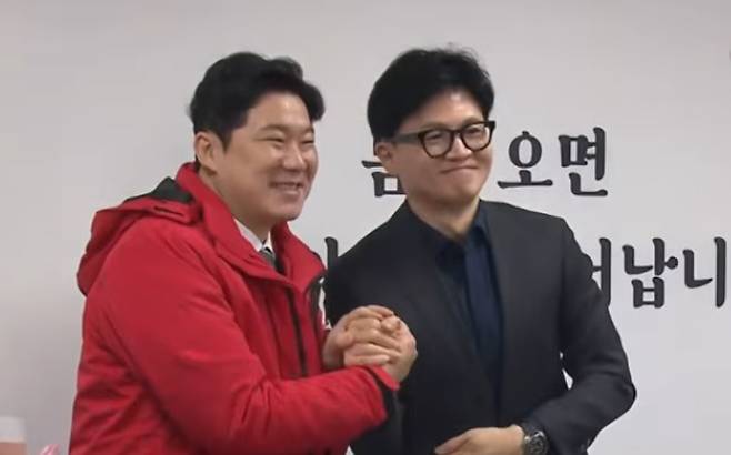 2024년 총선 직전 당시 당대표였던 한동훈 전대표와 진종오 의원