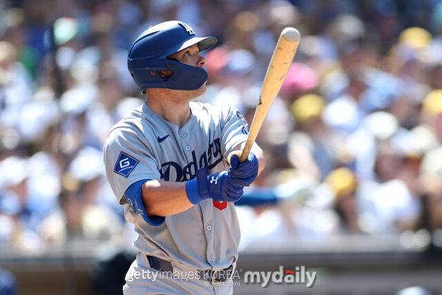 LA 다저스 달튼 러싱이 타격하고 있다. 올 시즌 초반의 모습이다./게티이미지코리아