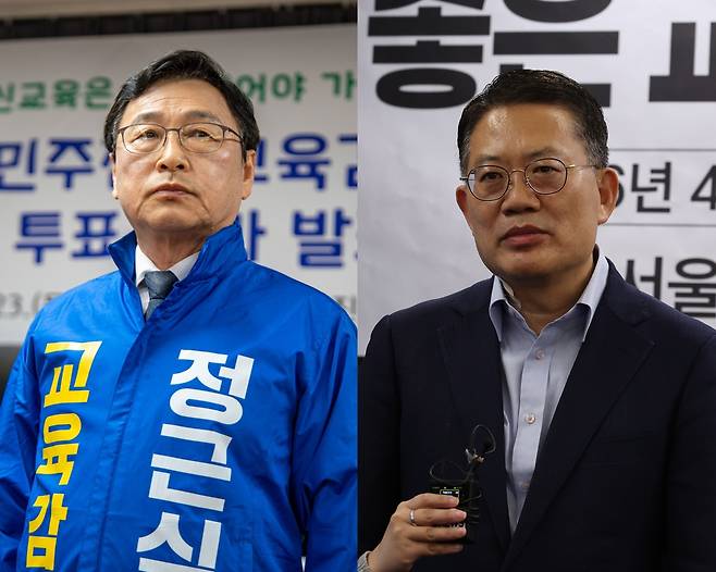 정근식 현 서울시교육감이 진보 진영 서울시교육감 단일 후보로 선출됐다. 정 교육감은 6·3 지방선거에서 보수 진영 단일 후보인 윤호상 한양대 교육대학원 겸임교수를 상대하게 됐다. 왼쪽이 정근식 현 교육감, 오른쪽이 윤호상 한양대 교육대학원 겸임교수. [헤럴드경제 DB]