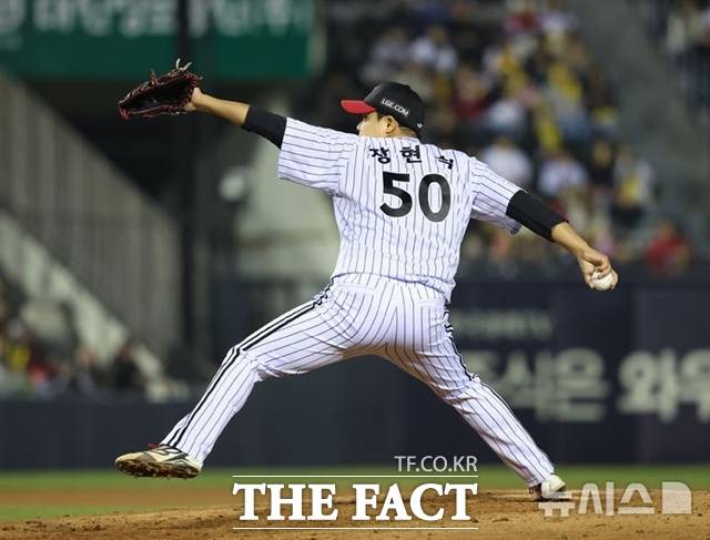 LG 트윈스 장현식은 유영찬이 부상으로 빈 마무리 역할을 잘 완수했다. /뉴시스