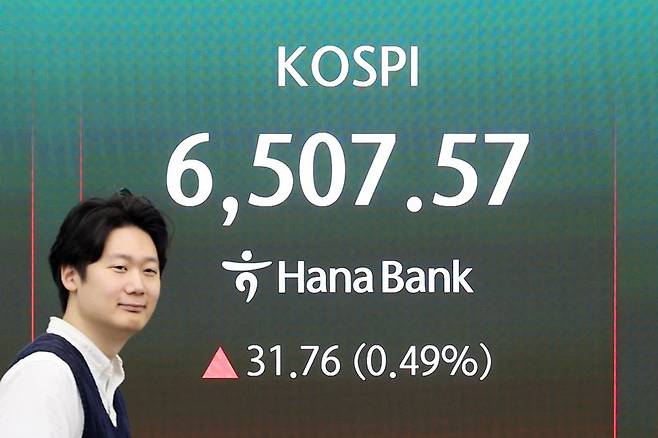 지난 24일 오전 서울 중구 하나은행 딜링룸 전광판에 코스피와 코스닥 지수 등이 표시되고 있다. 사진=뉴스1