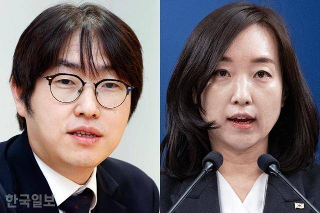 청와대 하정우 AI미래기획수석(왼쪽 사진)과 전은수 대변인. 왕태석 선임기자