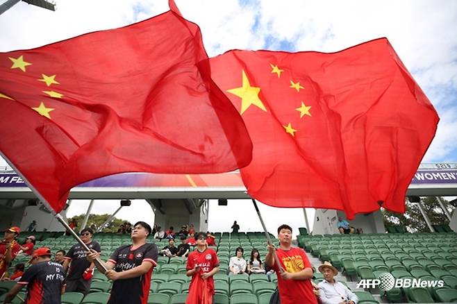 중국 응원단의 모습. /사진=AFC 공식 홈페이지 갈무리