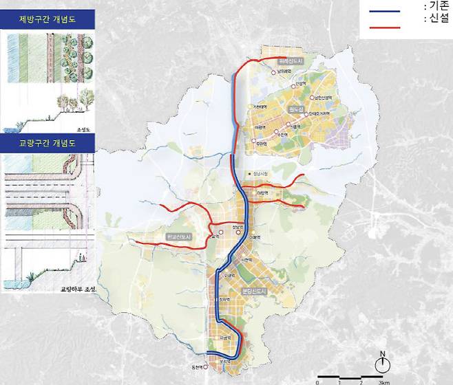'탄천 수변 둘레길' 구간 위치도.(사진=김병욱 캠프)