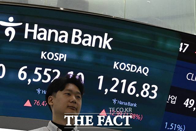 코스닥이 장중 1200을 돌파한 27일 오전 서울 중구 하나은행 딜링룸 전광판에 코스닥 지수가 표시돼 있다. /송호영 기