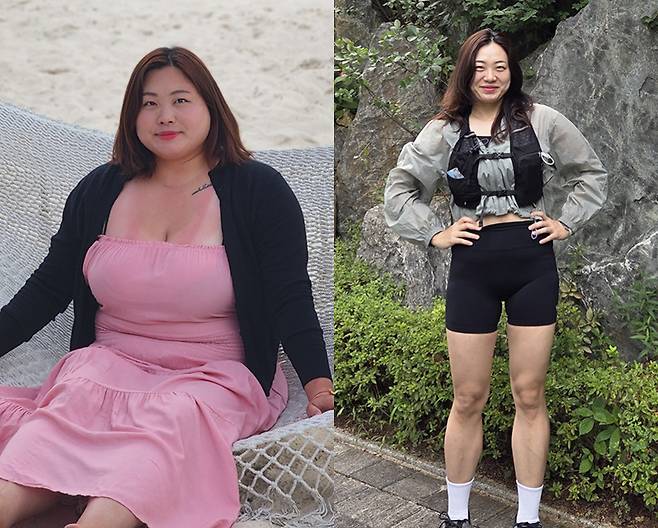 박민정씨의 다이어트 전(왼)과 후(오)./사진=박민정씨 제공