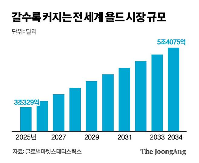 갈수록 커지는 전 세계 욜드 시장 규모. 그래픽=박경민 기자