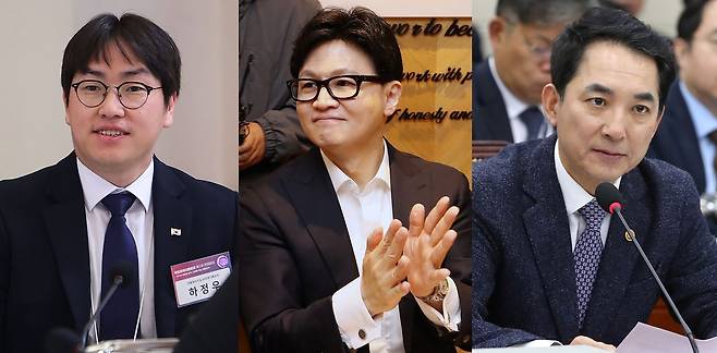 하정우 청와대 AI미래기획수석(왼쪽부터), 한동훈 전 국민의힘 대표, 박민식 전 국가보훈부 장관. 연합뉴스, 뉴스1