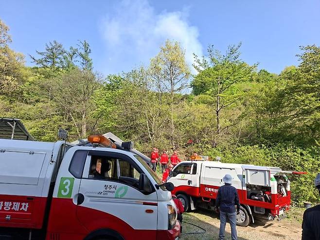 청주 낭성면 산불 현장(청주 동부소방서 제공) *재판매 및 DB 금지