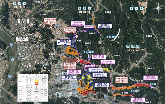 산장지구 다목적 용수개발사업 계획도 ⓒ구미시 제공