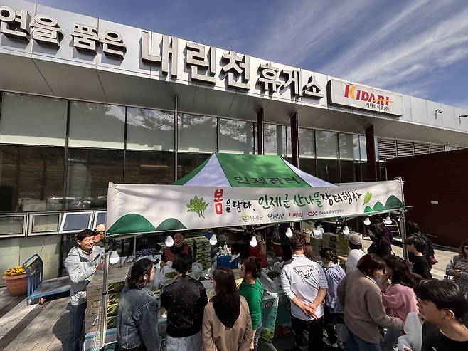 내린천 휴게소의 봄향기..청정 산나물 전시·세일 [인제군 제공]