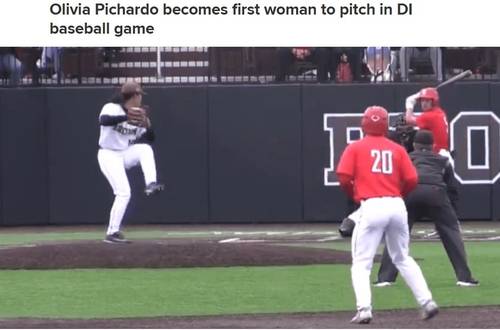 미국대학야구 1부리그에 최초의 여자투수가 등판했다. [MLB닷컴 홈페이지 캡처. 재판매 및 DB 금지]