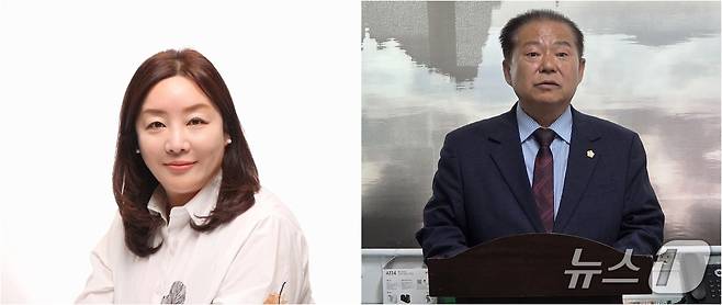 국민의힘에서 탈당한 전혜란 전 단양군 학부모연합회장과  김영길 단양군의회 부의장(전혜란·김영길 제공.재판매 및 DB금지)