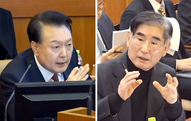 윤석열 전 대통령과 김용현 전 국방부 장관. 헌법재판소 제공